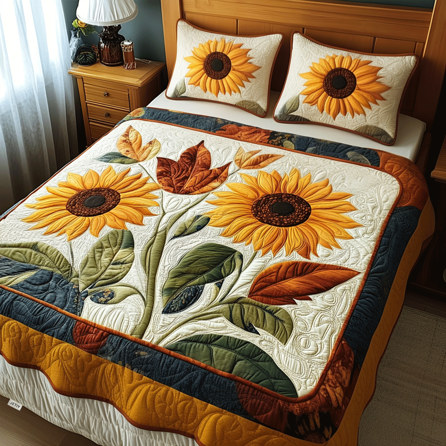 Sunlit Fields Quilted Bedding Set Fall Quilt Sets Nature Lover Gift Fall Decor Gift