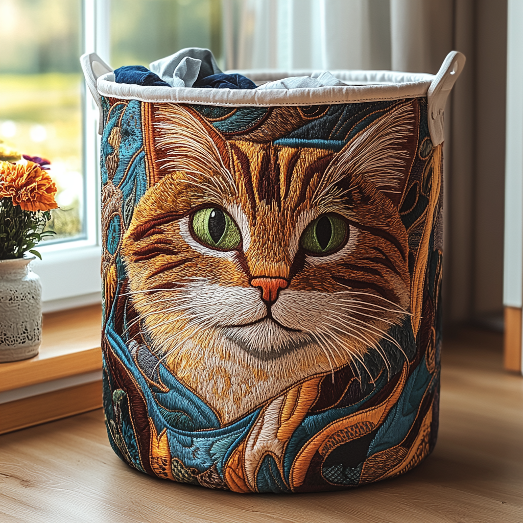 Sunny Cat Laundry Basket Laundry Gifts, Housewarming Gift Ideas, Mother's Day Gifts