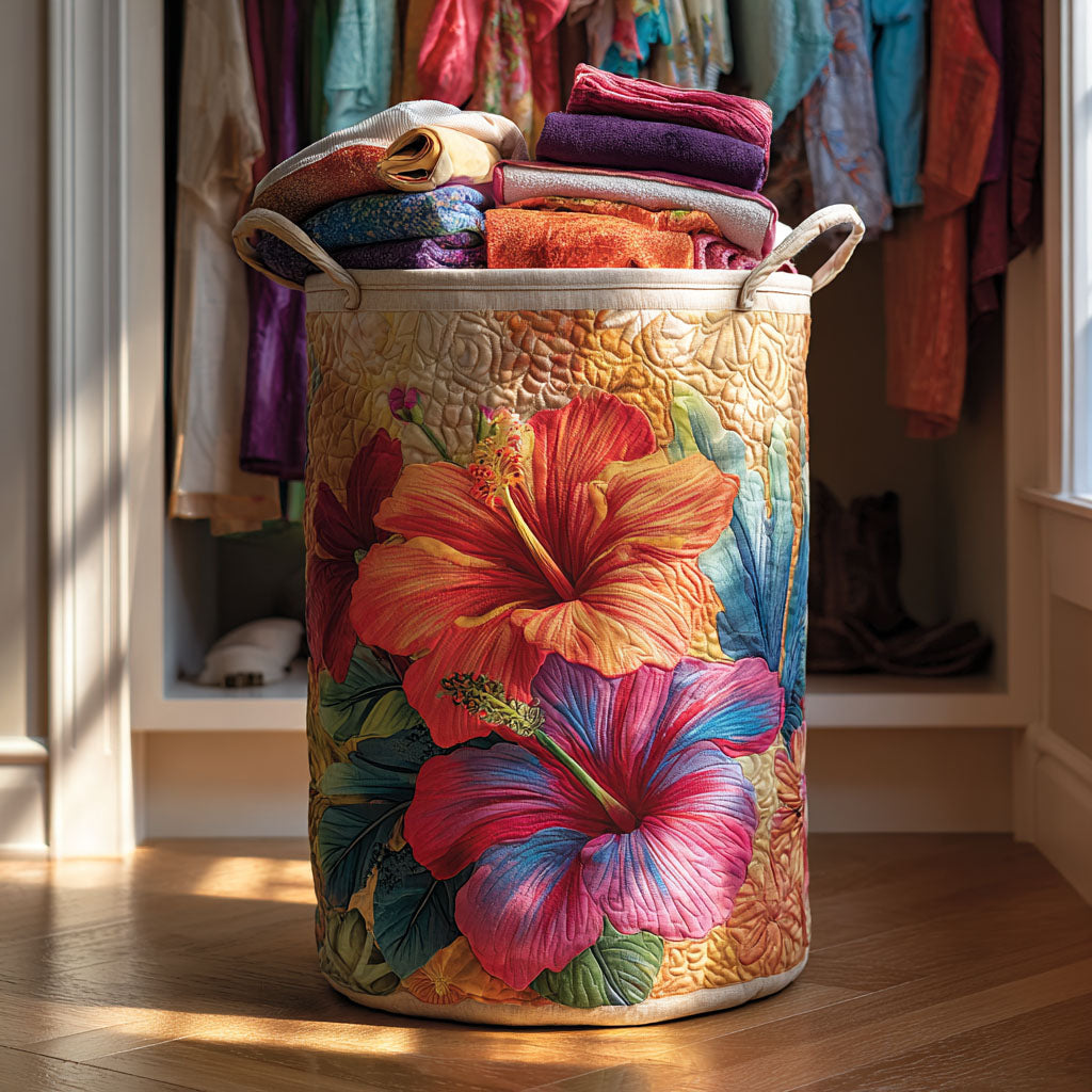 Sunset Hibiscus Laundry Basket Laundry Gifts, Housewarming Gift Ideas, Mother's Day Gifts