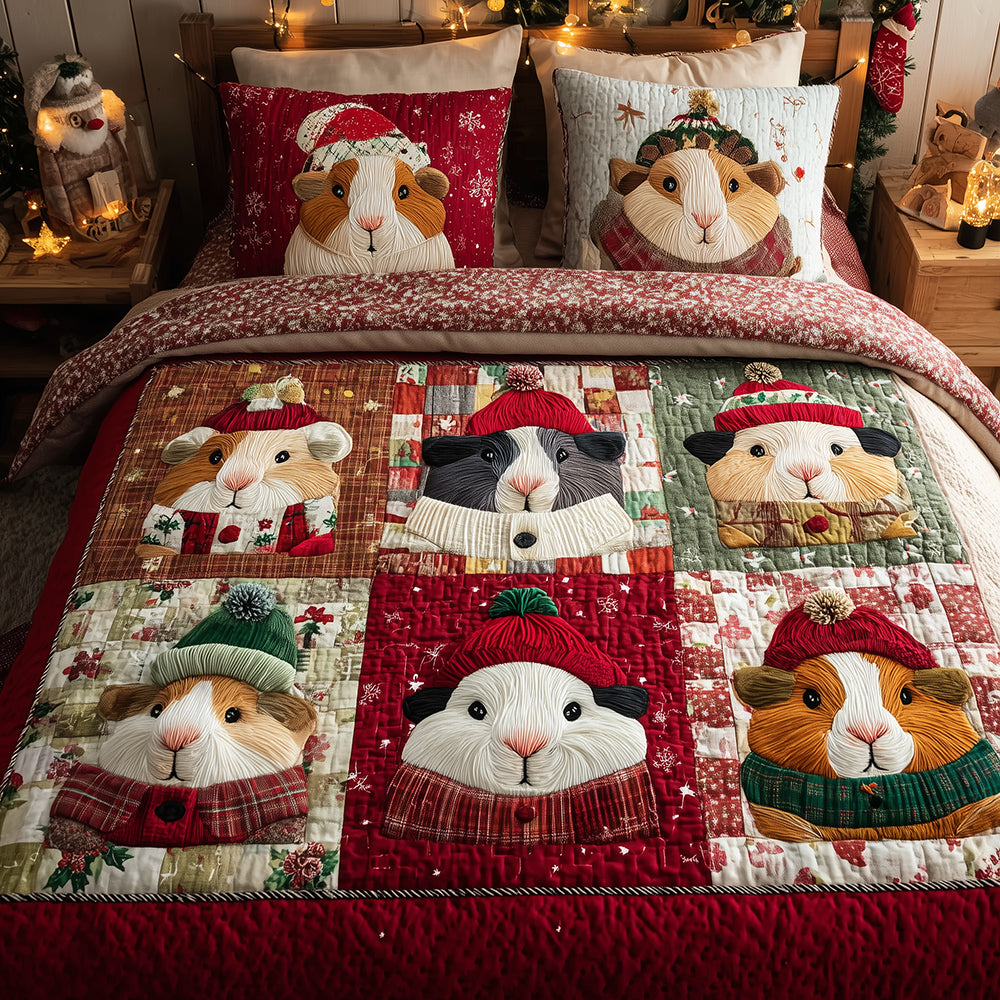 Sweet Guinea Pig 3-Piece Quilted Bedding Set Quilted Bedspread Thanksgiving Gift