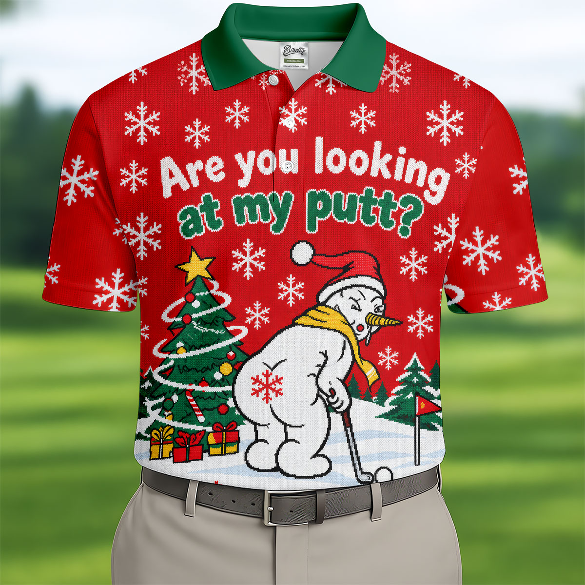 Christmas Are You Looking At My Putt Golf Shirt, Mens Golf Polo, Mens Golf Shirts
