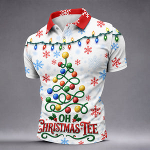 Mens Golf Polo Shirt - Front View On Gray Background
