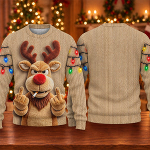 Rude Reindeer Ugly Christmas Sweater - view 5