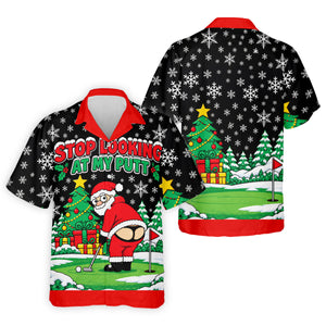 Christmas Stop Looking At My Putt Golf Shirt, Mens Golf Polo, Golf Shirts For Men