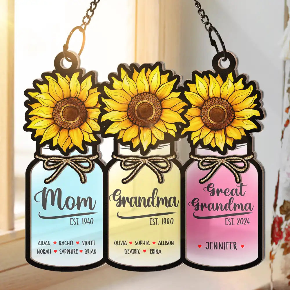 Flower Jar Acrylic Suncatcher, Mothers Day Gift, Gift For Mom And Grandma