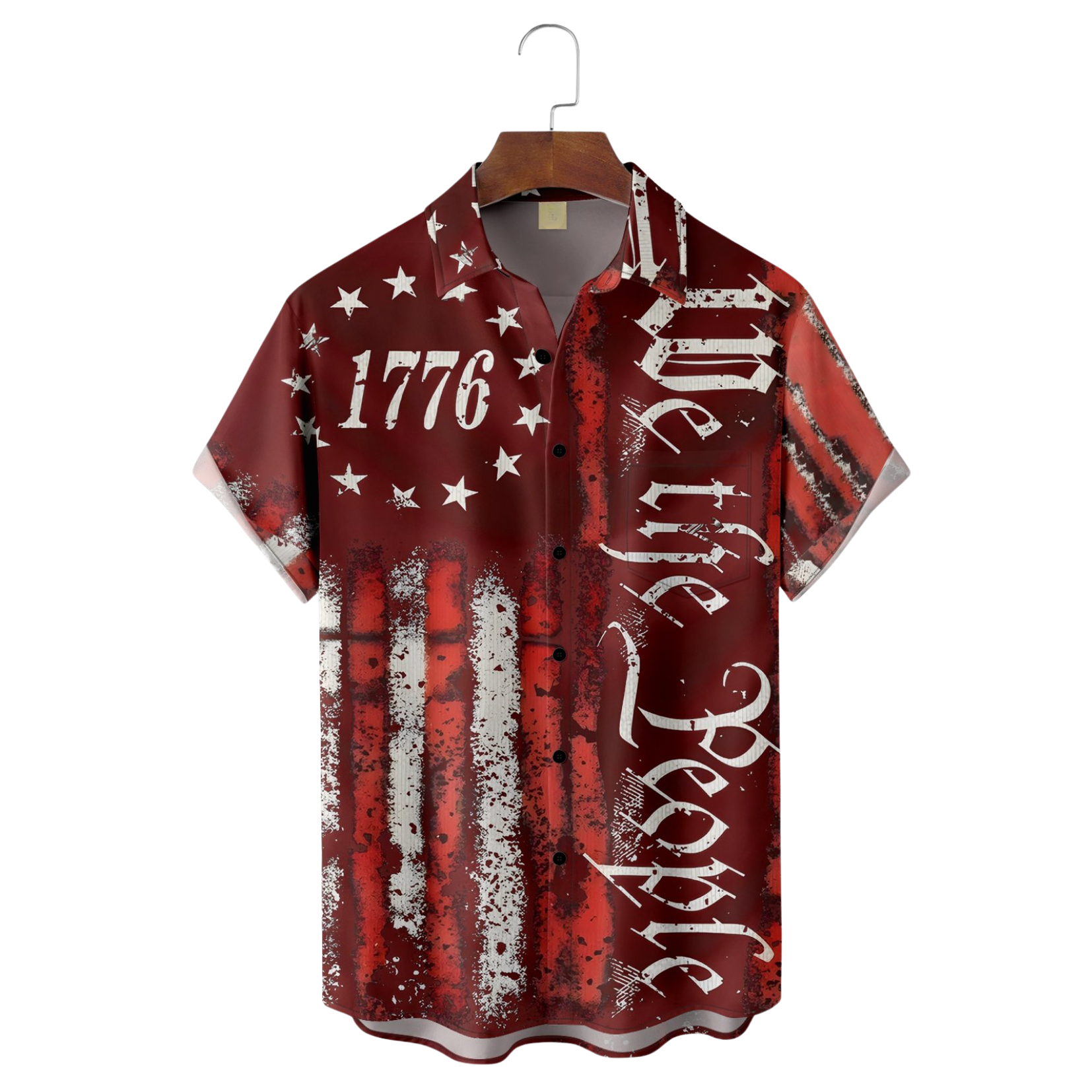 1776 We The People Wine Red Hawaiian Golf Shirt, 250th Anniversary Tropical Vibe Men's Golf Shirt
