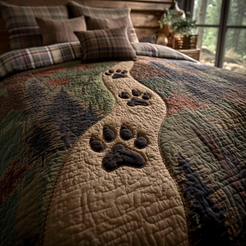 Timber Paw Trail 3-Piece Quilted Bedding Set Quilted Bedspread Mothers Day Gift