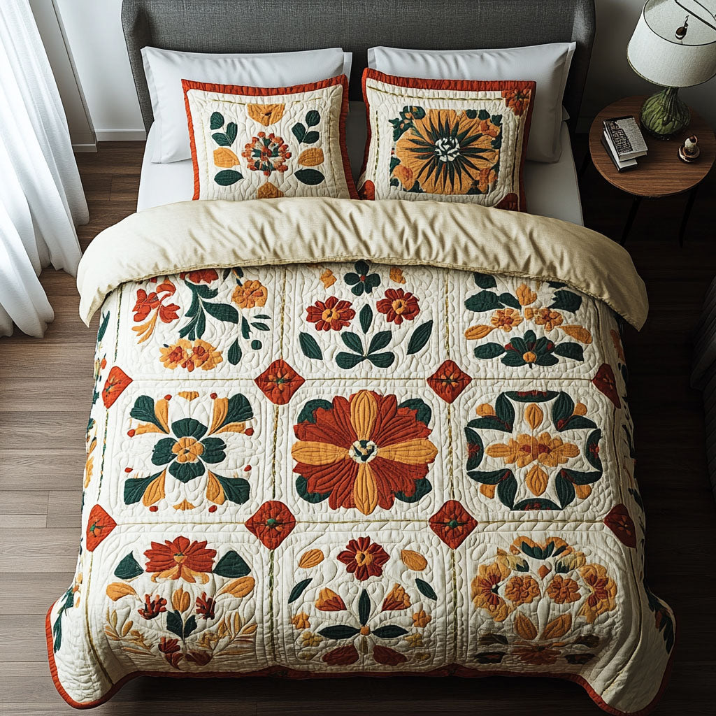 Timeless Garden Quilted Bedding Set Bedspread Set Nature Lover Gift Fall Decor Gift