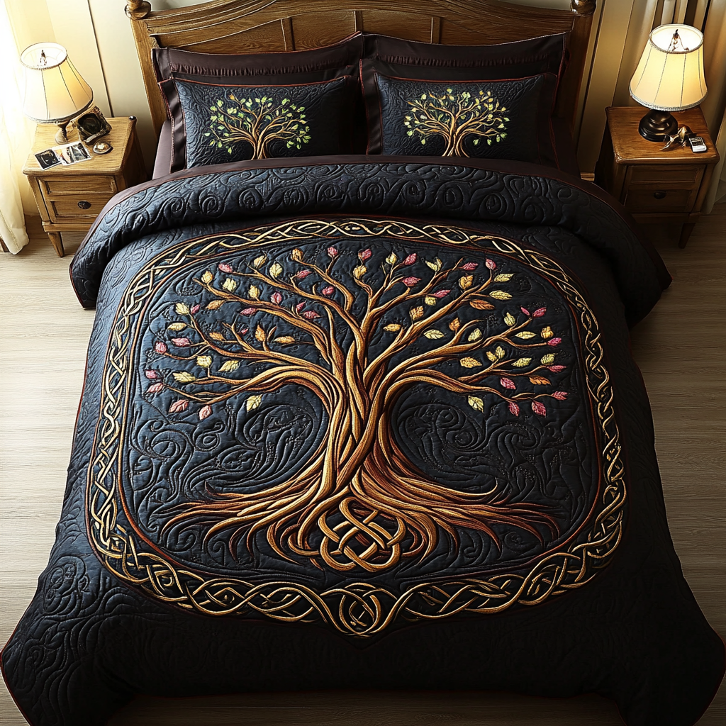 Timeless Growth Quilted Bedding Set Bedspread Set Thanksgiving Gift