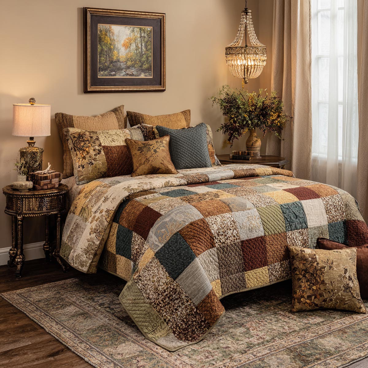 Timeless Patchwork Quilted Bedding Set Quilted Bedspread Housewarming Gift