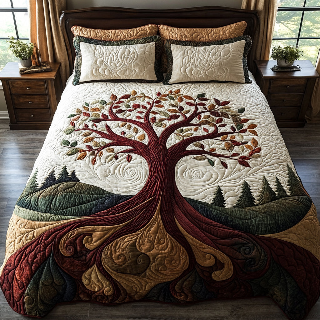 Tree Essence 3-Piece Quilted Bedding Set Lightweight Quilt Set Housewarming Gift