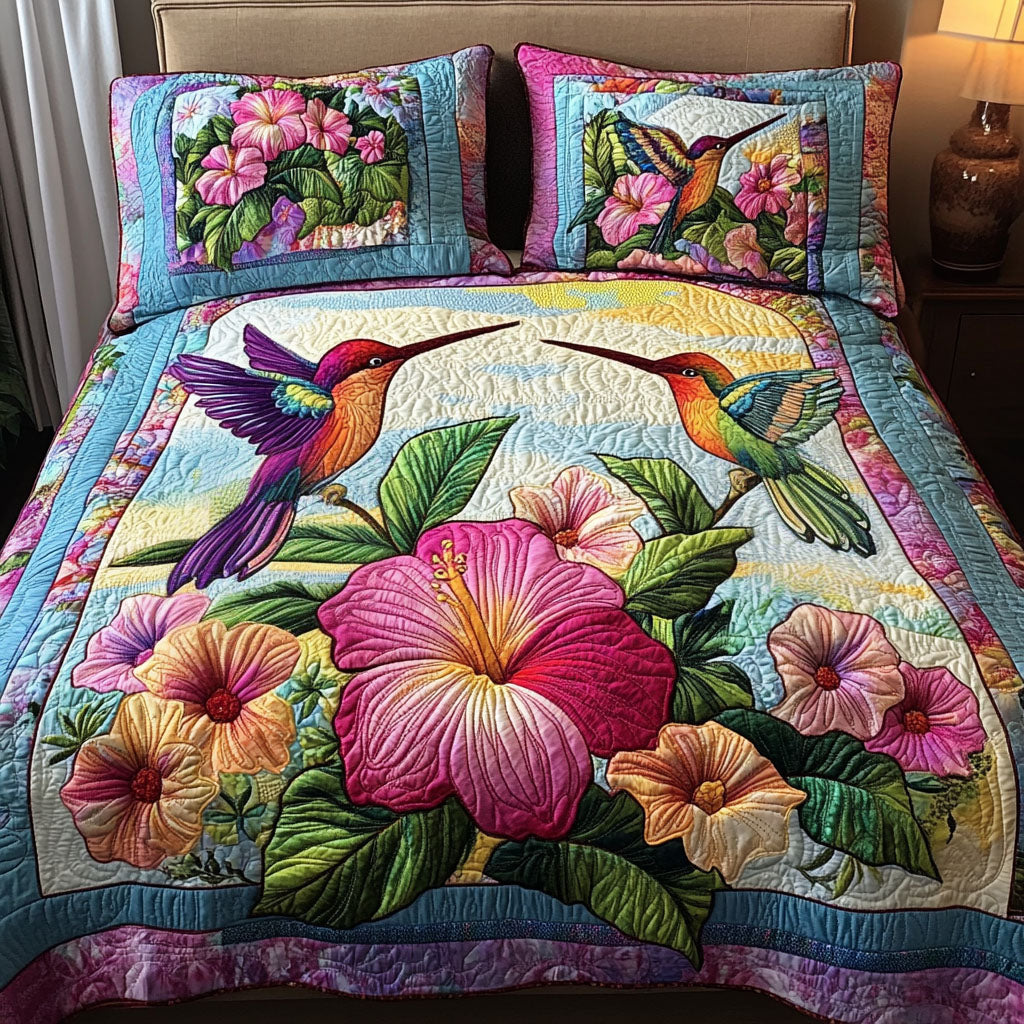 Tropical Dance 3-Piece Quilted Bedding Set Fall Quilt Sets Nature Lover Gift Fall Decor Gift