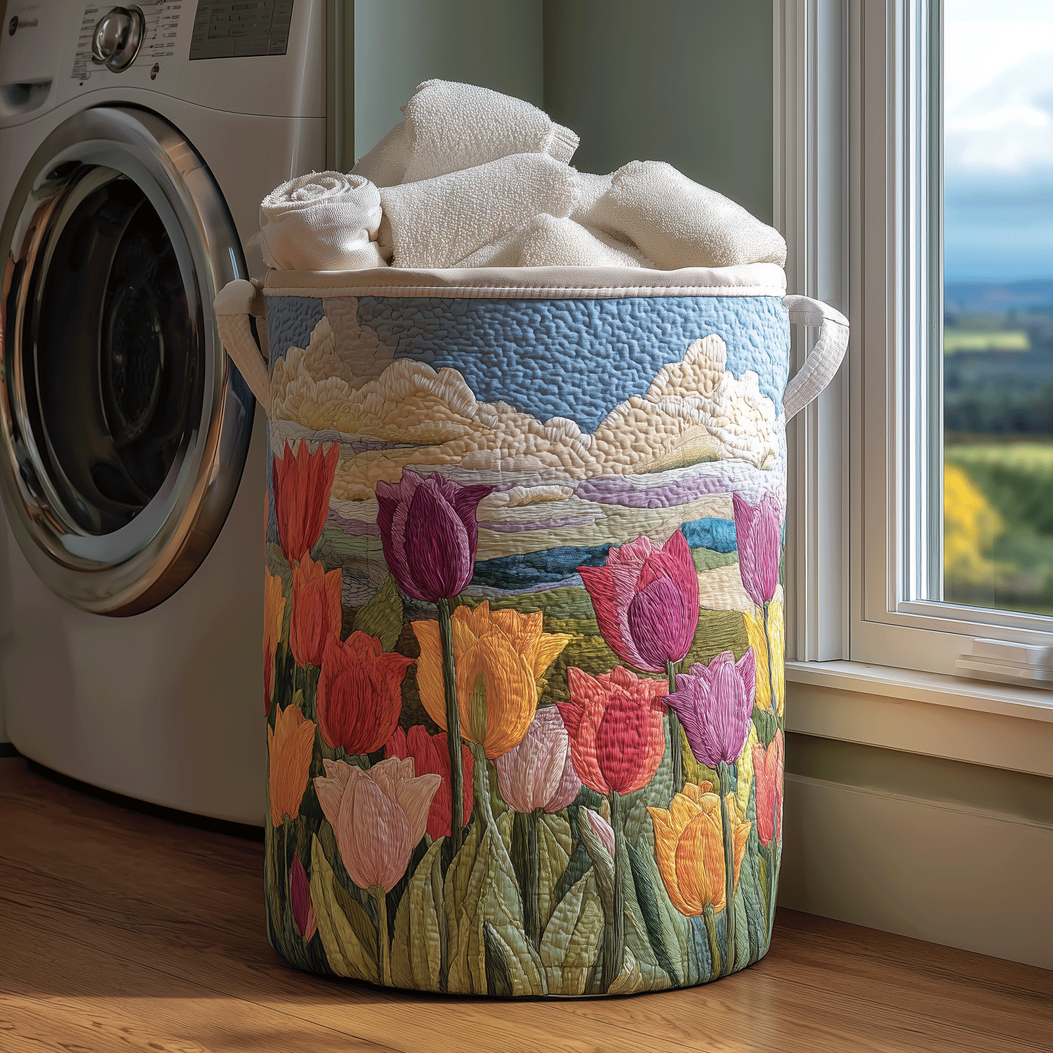 Tulip Field Laundry Basket Laundry Gifts, Housewarming Gift Ideas, Mother's Day Gifts