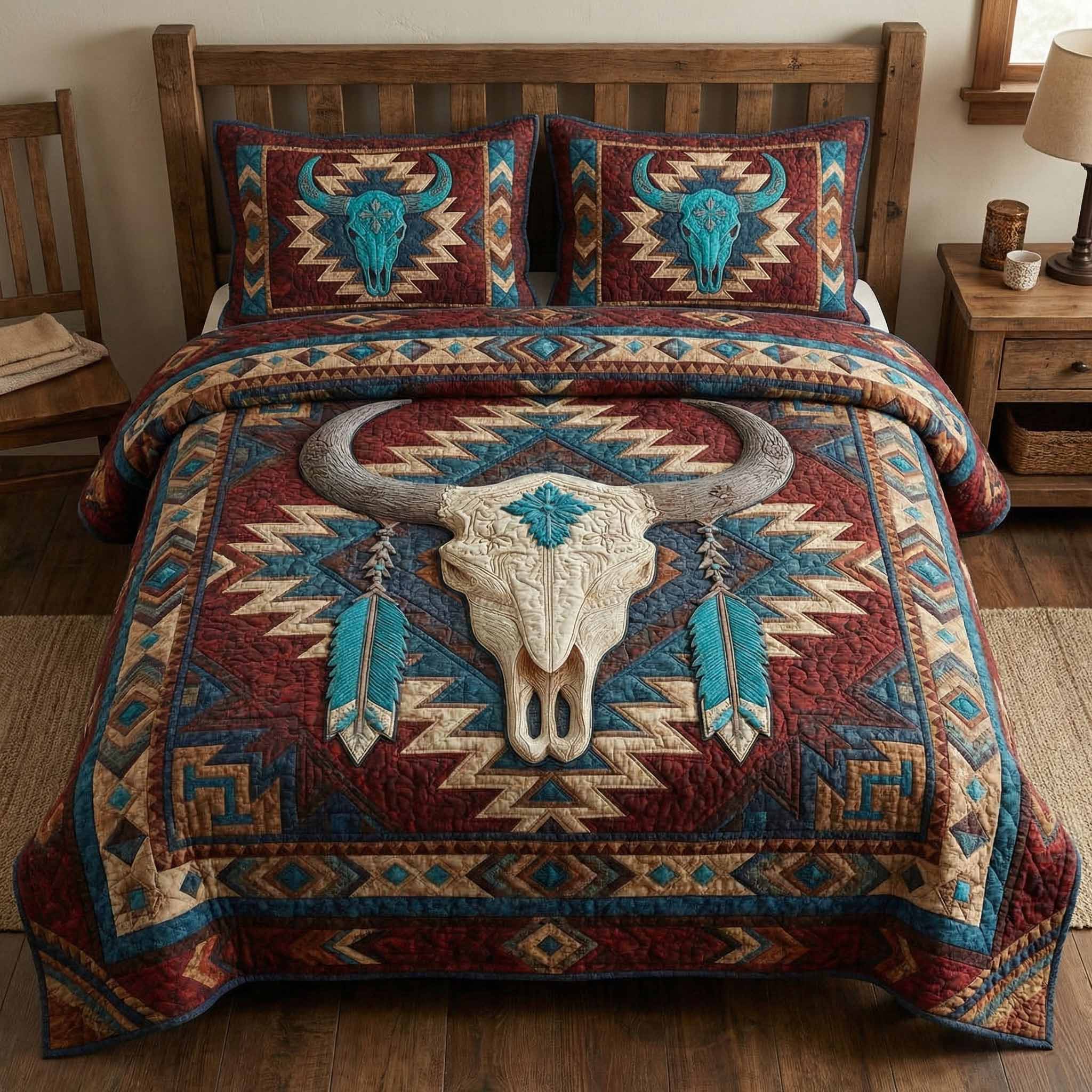 Turquoise Legacy 3-Piece Quilted Bedding Set Quilted Bedspread Thanksgiving Gift