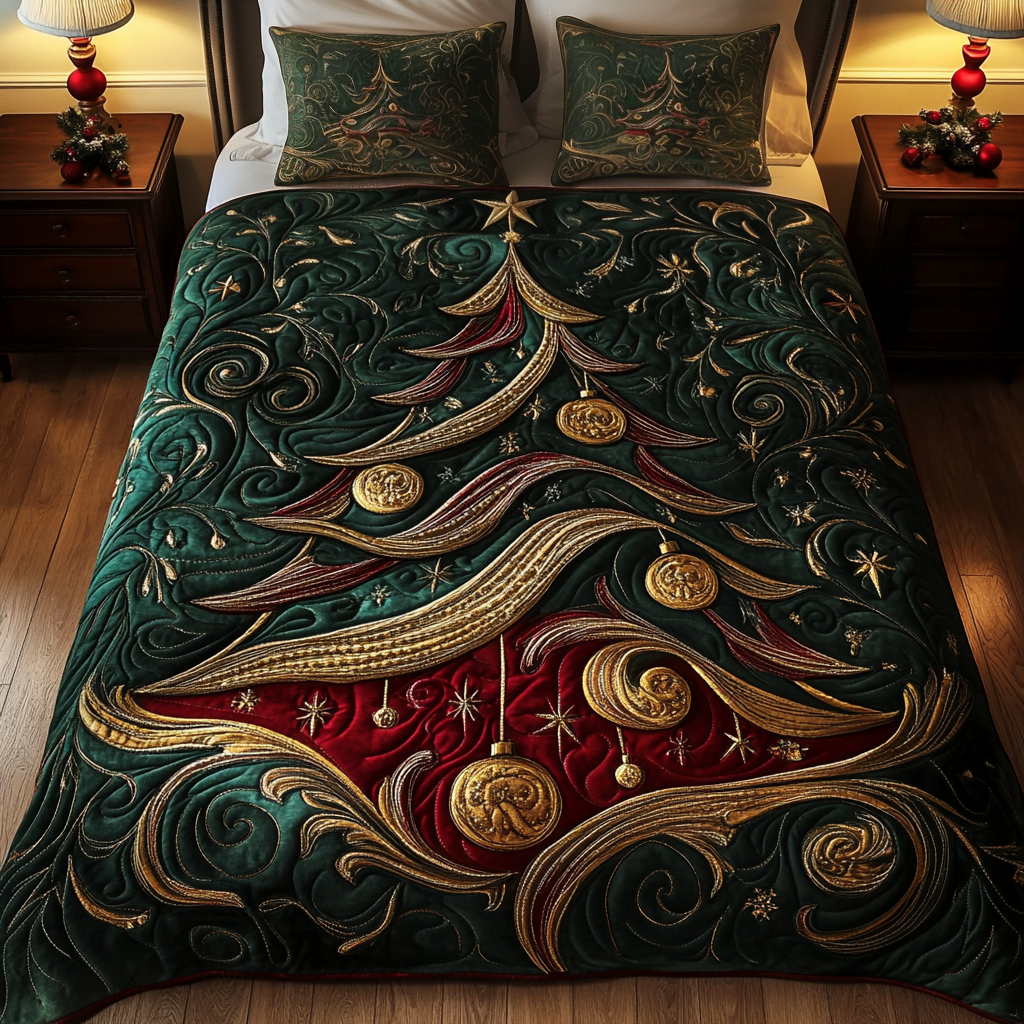 Twinkling Pines Quilted Bedding Set Bedspread Set Housewarming Gift