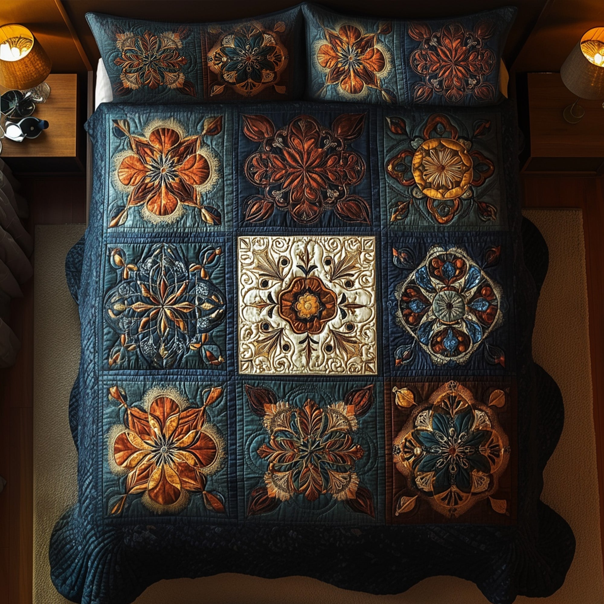 Universal Mandala Quilted Bedding Set Lightweight Quilt Set Housewarming Gift