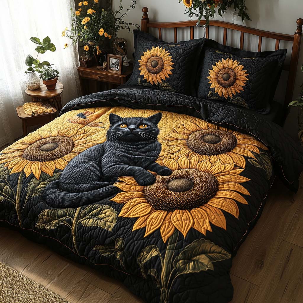 Velvet Petals Quilted Bedding Set Quilted Bedspread Housewarming Gift