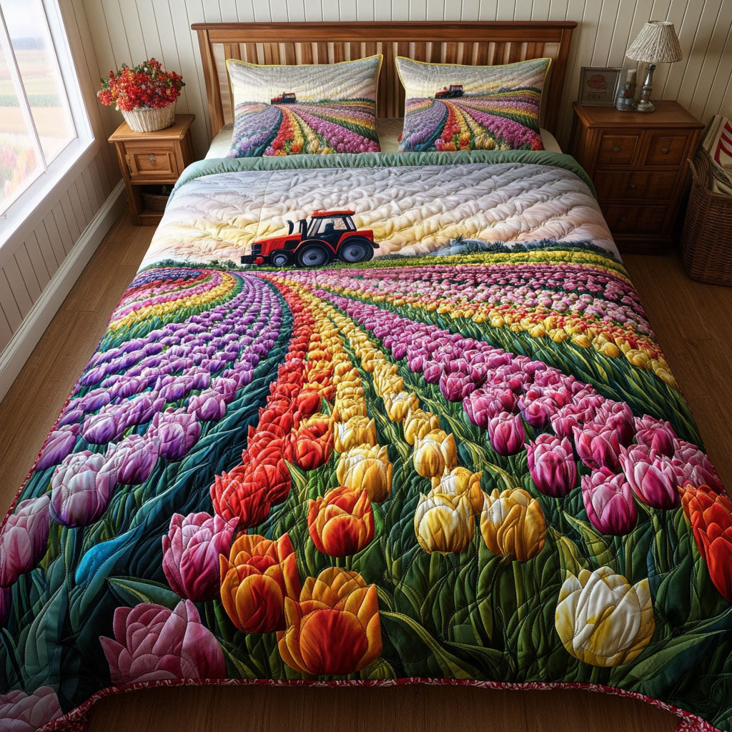 Vibrant Tulip Path Quilted Bedding Set Fall Quilt Sets Thanksgiving Gift