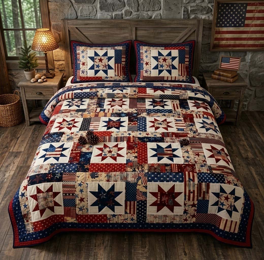Vintage Glory 3-Piece Quilted Bedding Set Quilted Bedspread New Home Gift