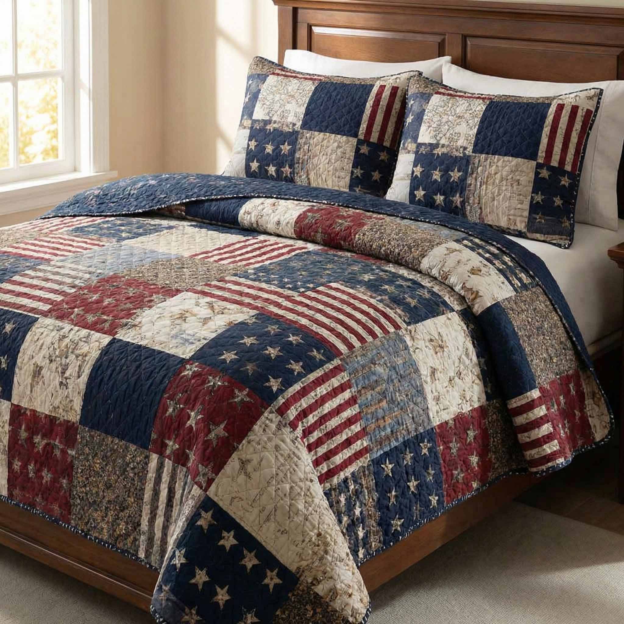 Vintage Patch Quilted Bedding Set Bedspread Set Housewarming Gift
