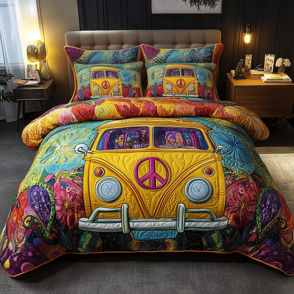 Vintage Voyage 3-Piece Quilted Bedding Set Fall Quilt Sets Housewarming Gift