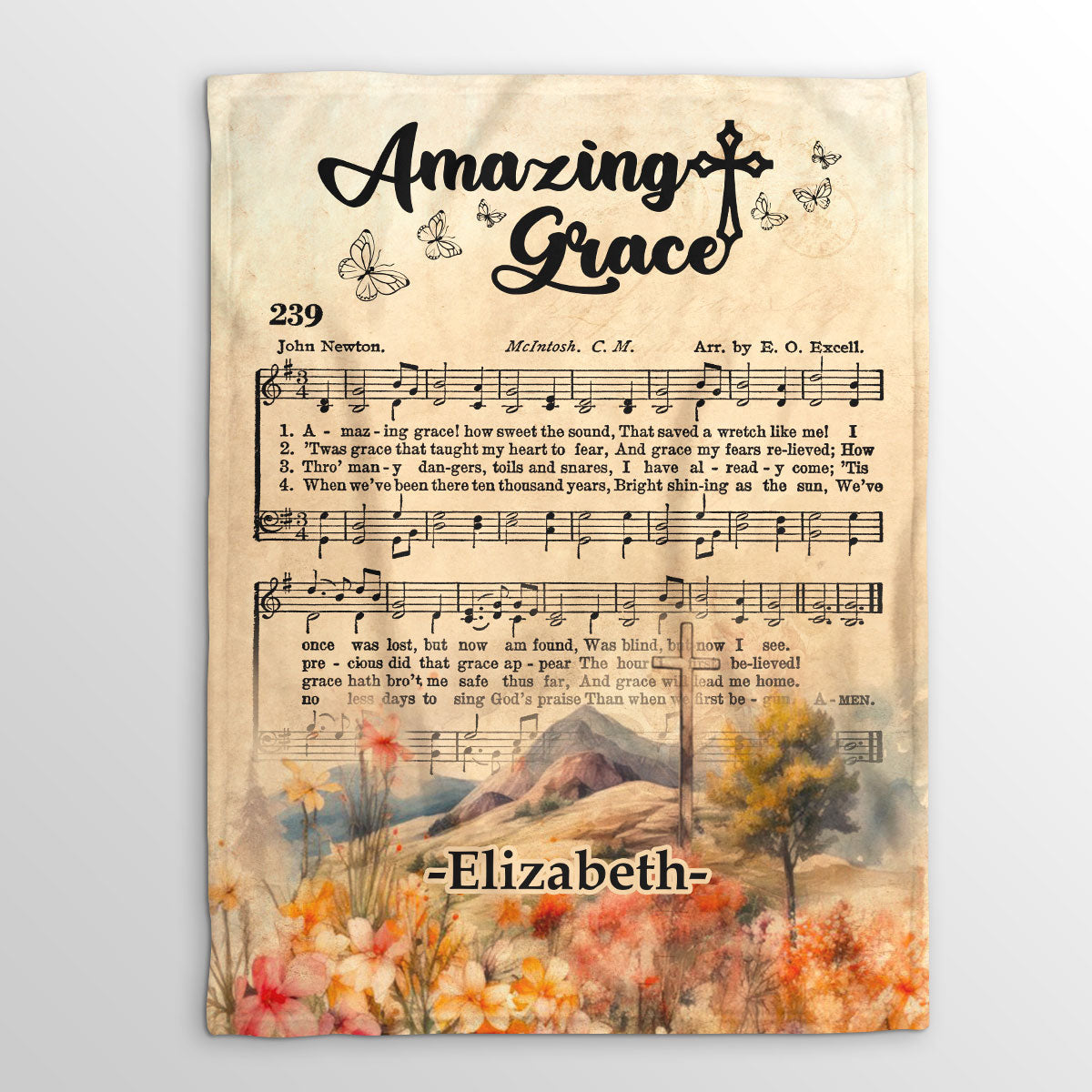 Amazing Grace Personalized Blanket, Christ Decor, Christian Gifts
