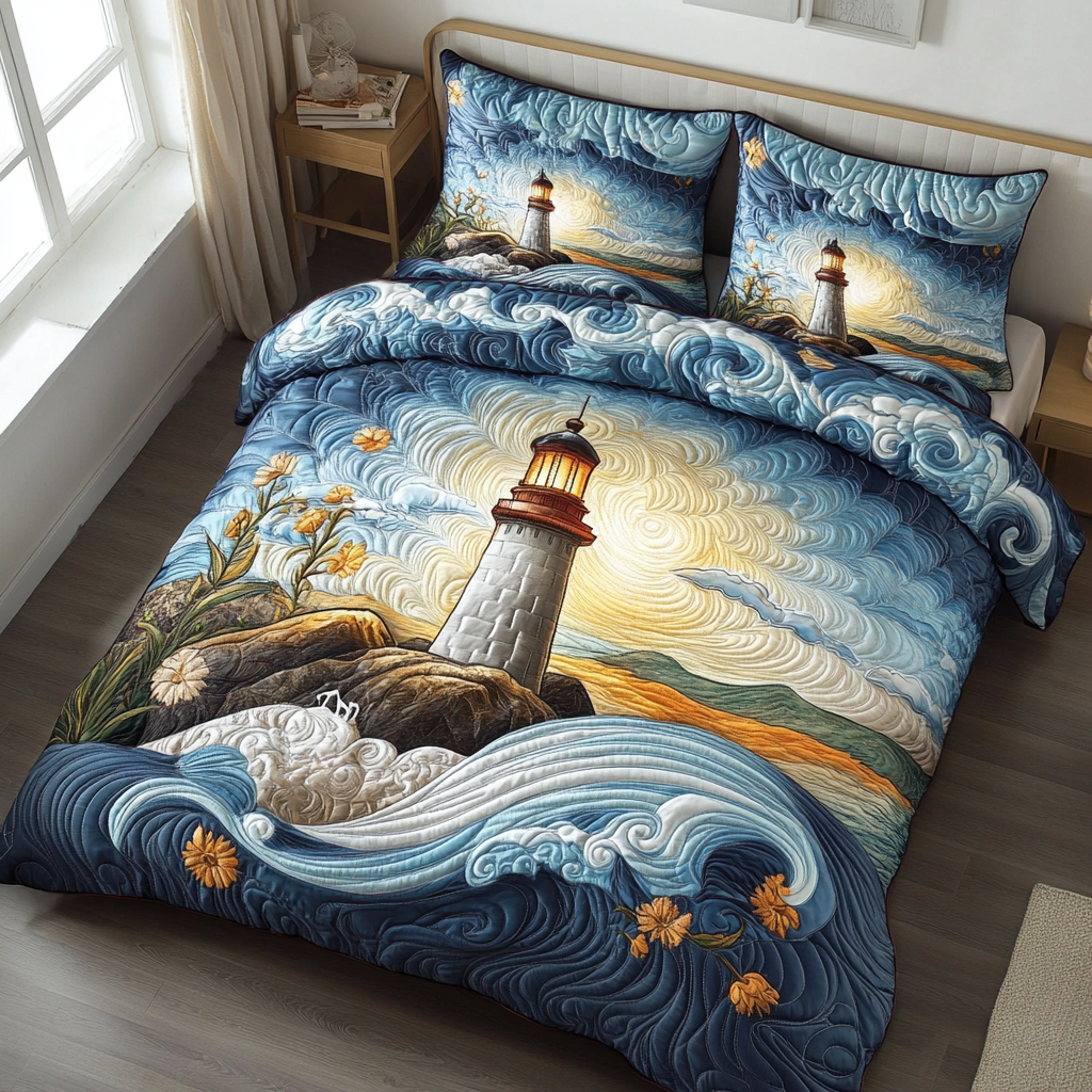 Wave Keeper 3-Piece Quilted Bedding Set Fall Quilt Sets Mothers Day Gift