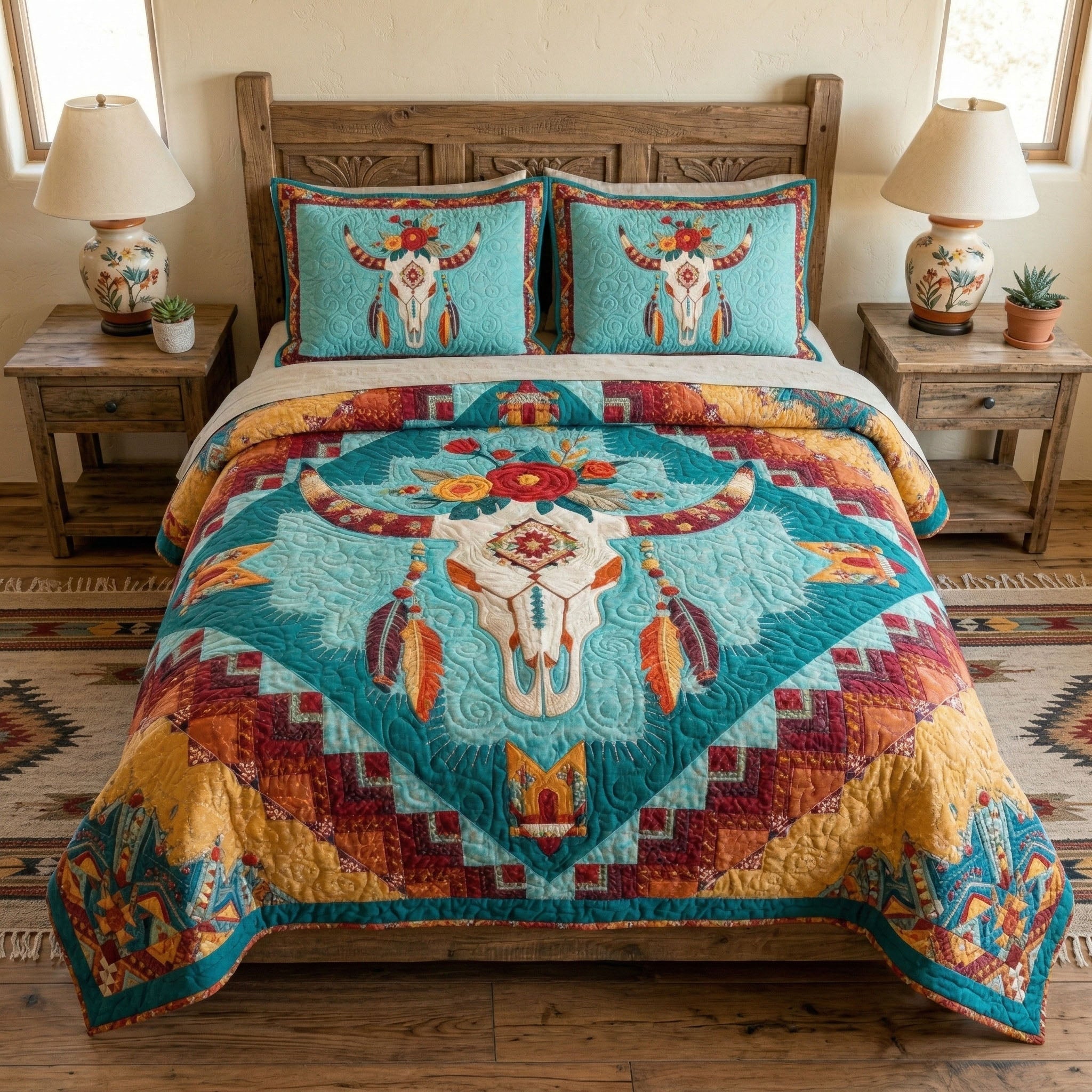 Western Edge Quilted Bedding Set Quilted Bedspread Thanksgiving Gift