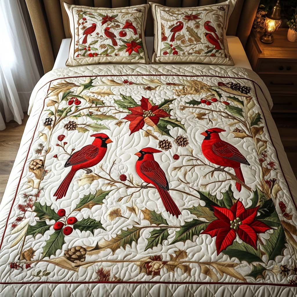 Winter Serenade Quilted Bedding Set Lightweight Quilt Set Housewarming Gift