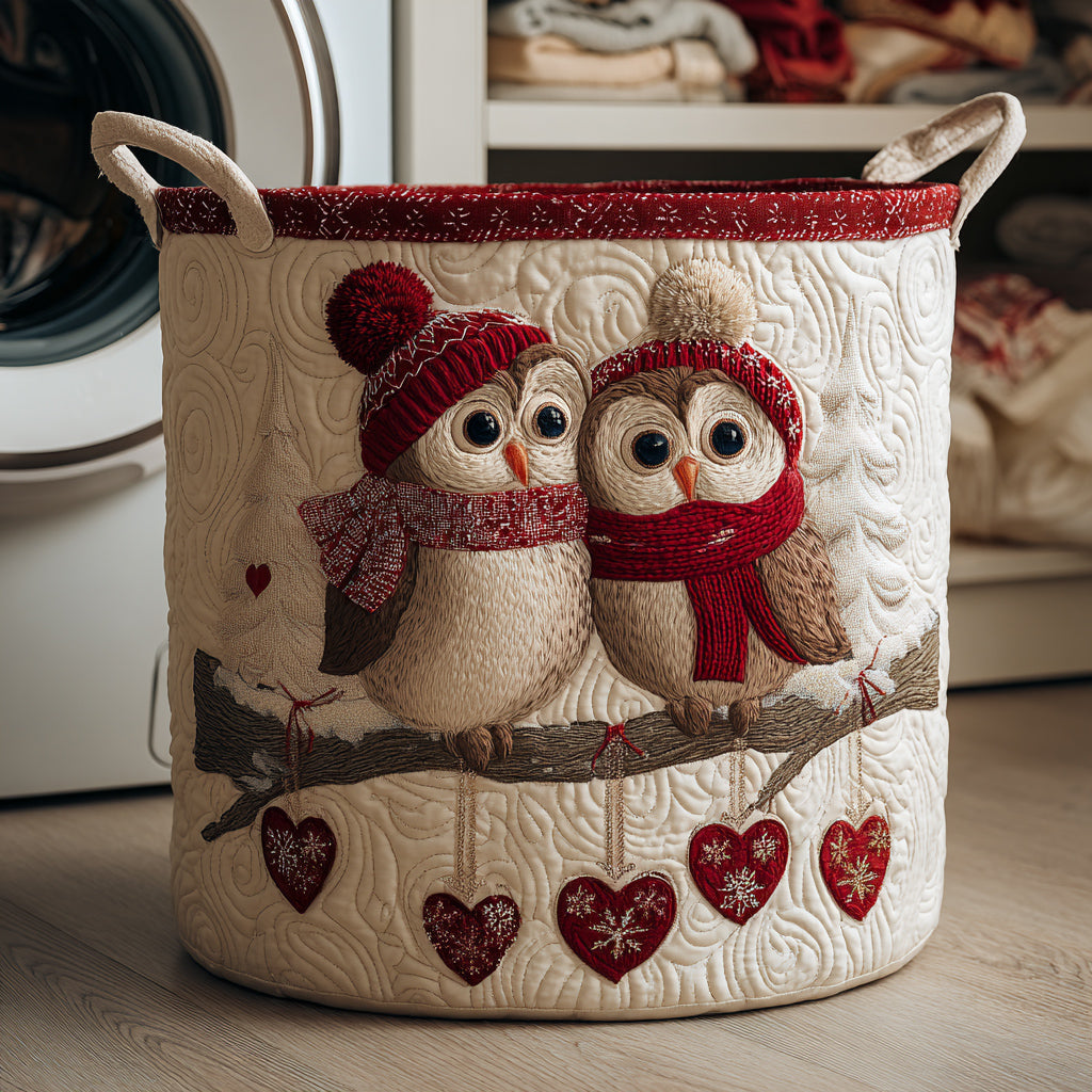 Winter Hug Owls Laundry Basket NCU0HNH122 Laundry Basket Laundry Gifts, Housewarming Gift Ideas, Mother's Day Gifts