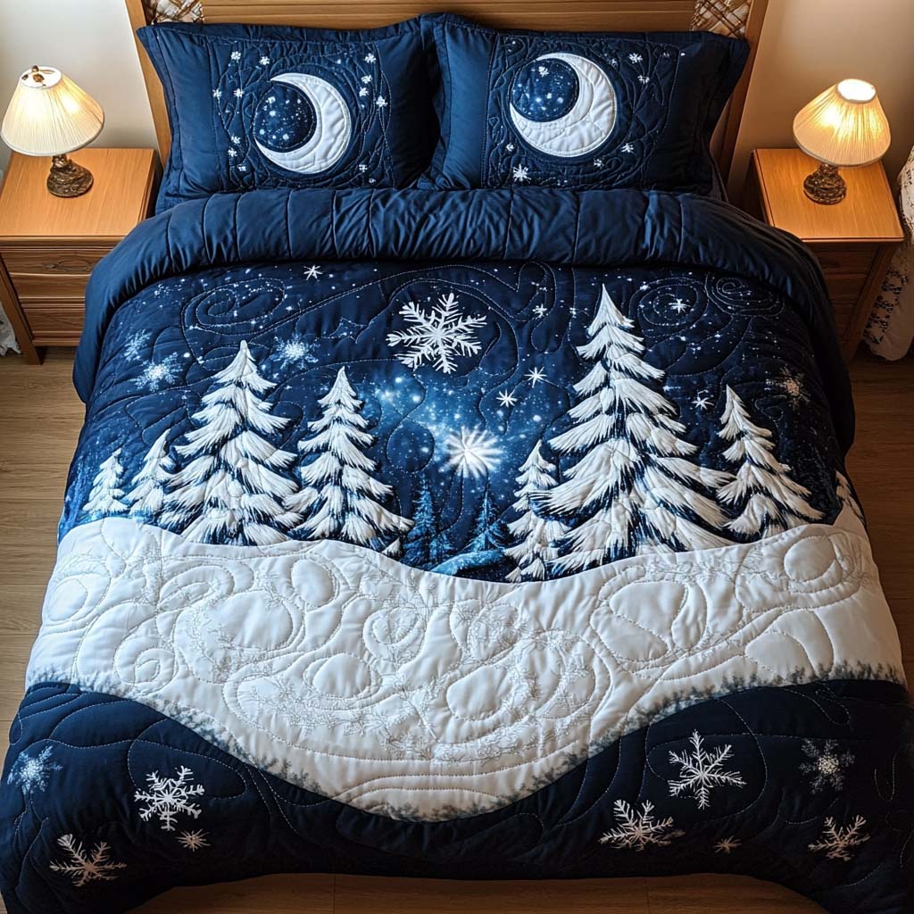 Winter Magic Quilted Bedding Set Lightweight Quilt Set New Home Gift