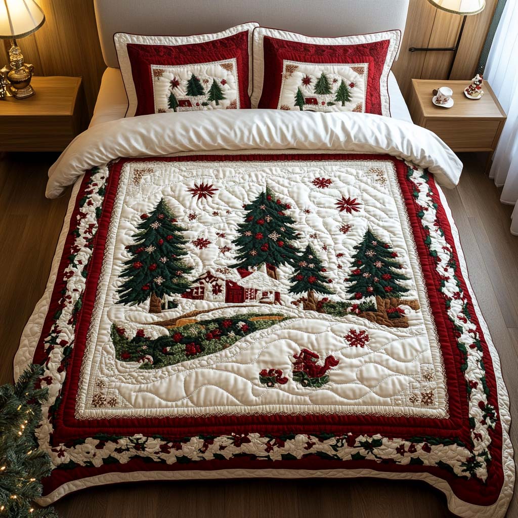 Winter Wonderland Quilted Bedding Set Fall Quilt Sets Housewarming Gift