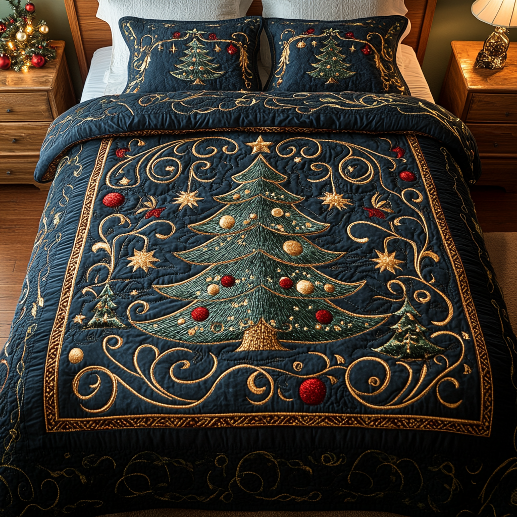 Winter Wonderland Pine Quilted Bedding Set Bedspread Set Mothers Day Gift