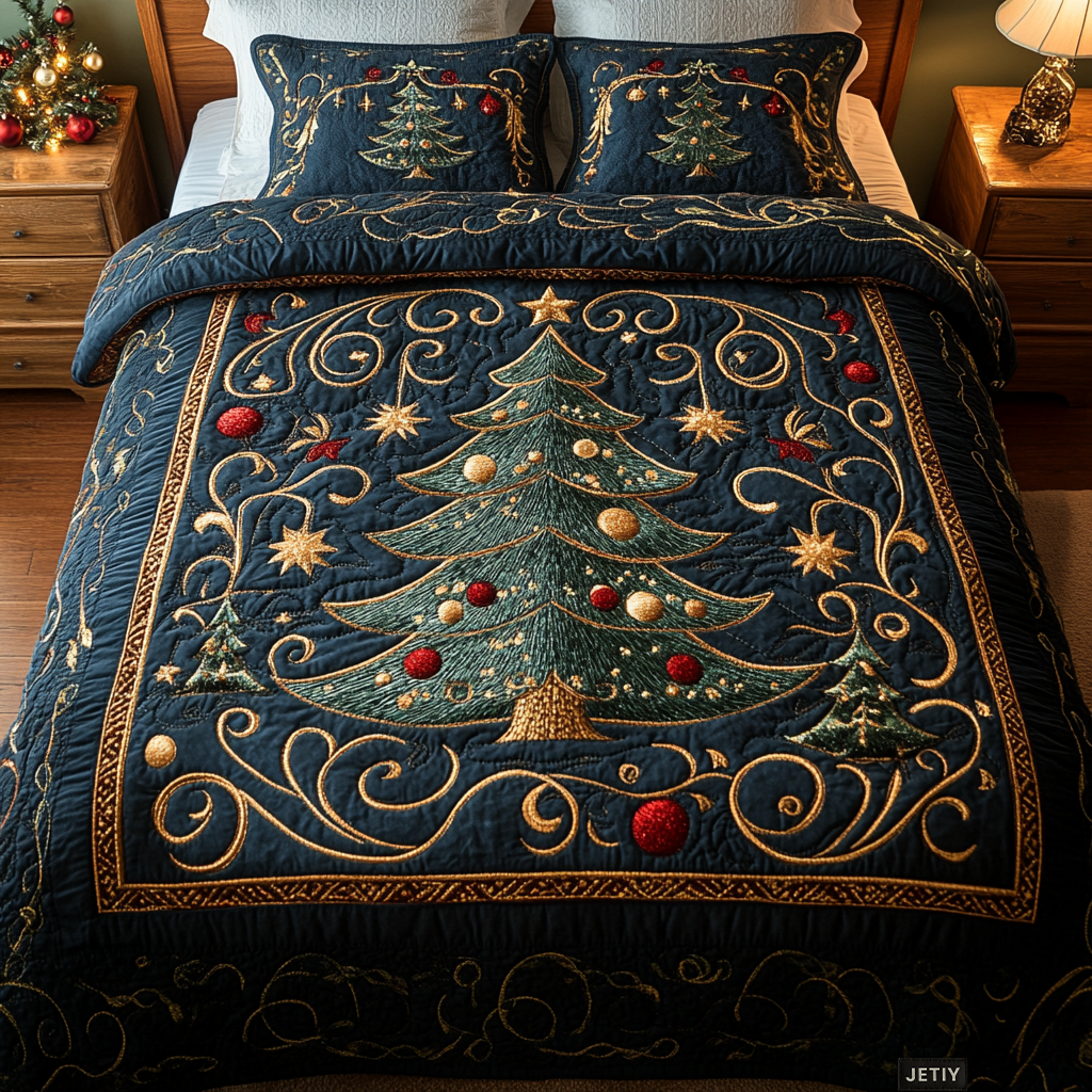 Winter Wonderland Pines Quilted Bedding Set Fall Quilt Sets New Home Gift