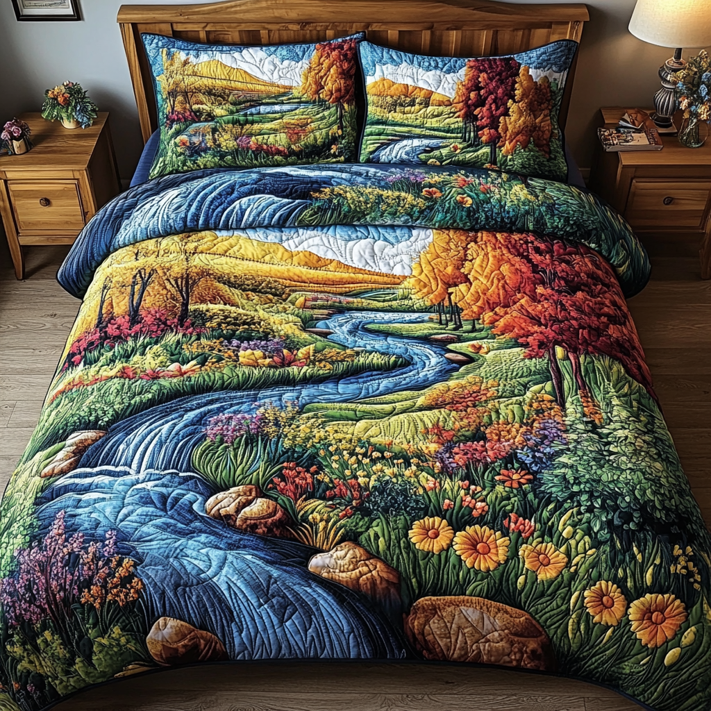 Woodland Dream 3-Piece Quilted Bedding Set Lightweight Quilt Set Nature Lover Gift Fall Decor Gift