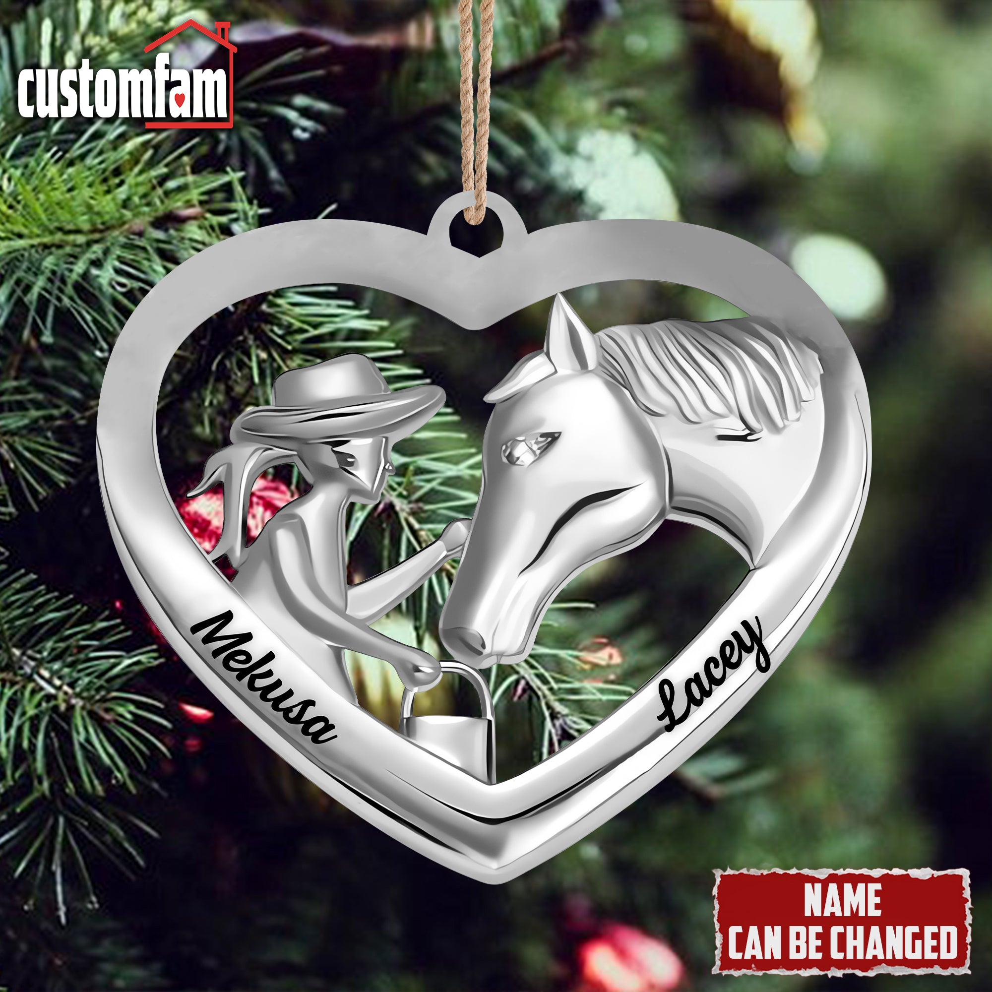 Personalized Girl and Horse Metal Ornament, Gift For Horse Lovers