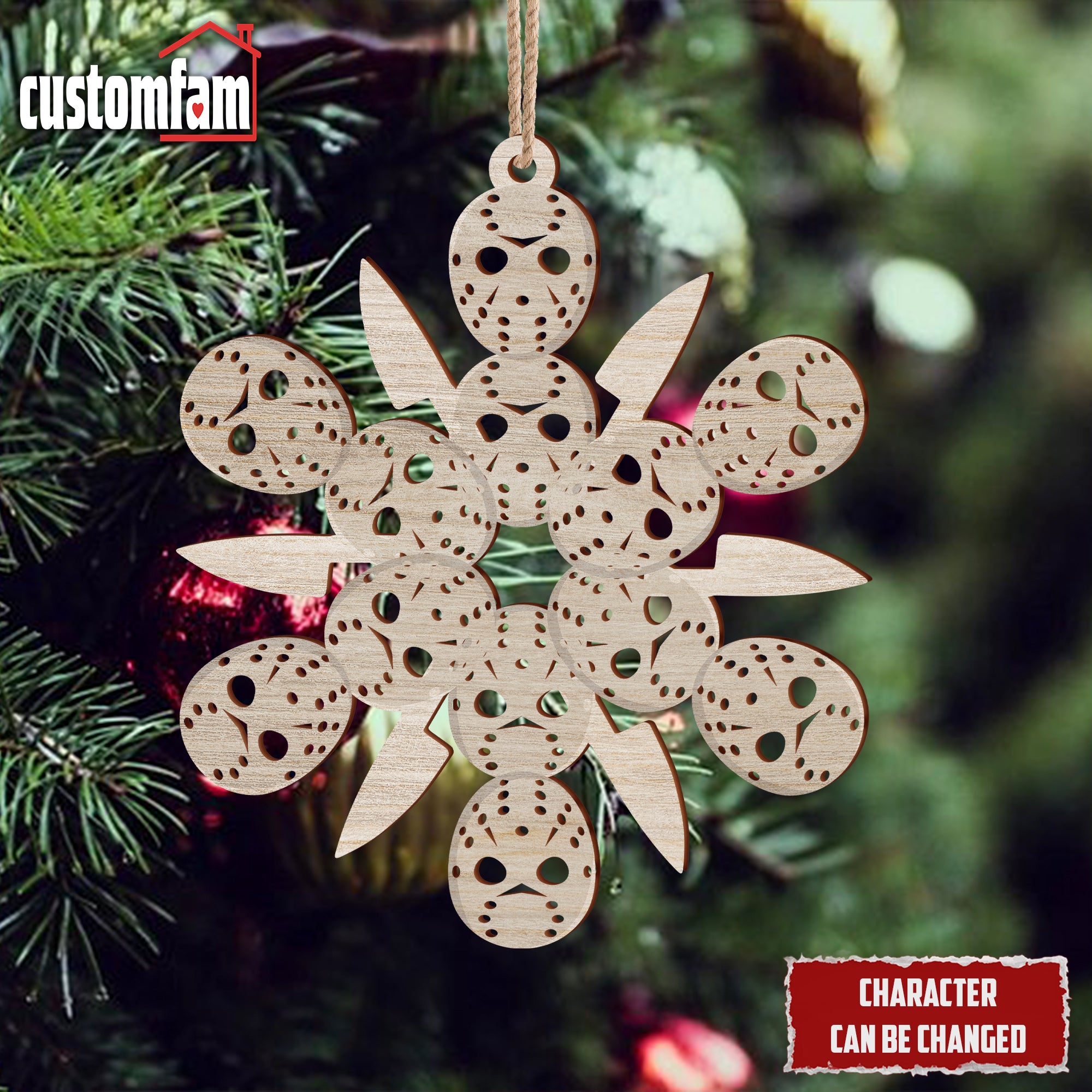 Scary Halloween Masks Snowflake Ornament, Horror Movie Gift