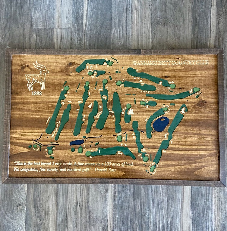 Custom Golf Course Map, Golf Art, Golf Wood Sign, Gifts For Golf Lovers