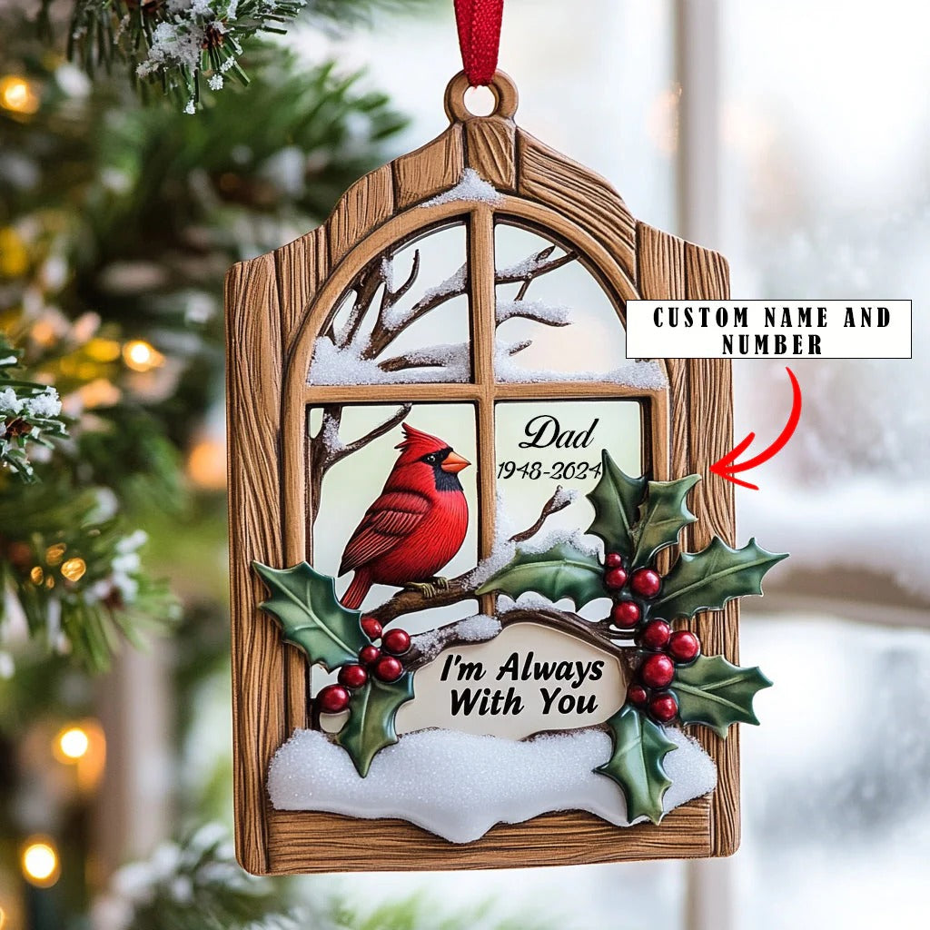 I'm Always With You Personalized Cardinal Acrylic Christmas Ornament, Memorial Gifts