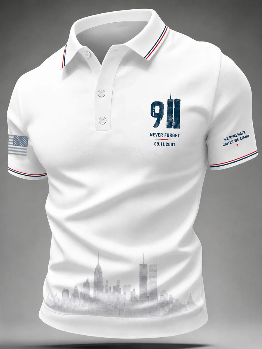 Never Forget 9 11 New York Skyline Polo Shirt, Polo Shirts For Men, September 11 Shirt