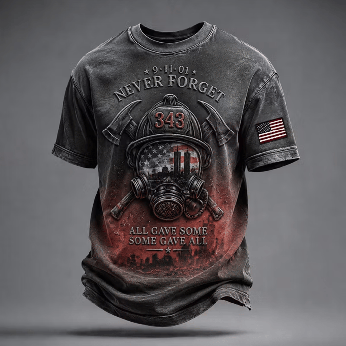 343 Firefighter Never Forget Shirt, Printed T-Shirt For Men, September 11 Shirt