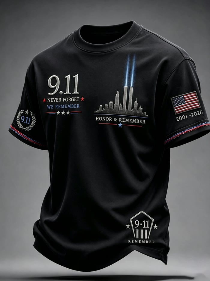 911 Never Forget New York Skyline Shirt, Graphic T-Shirt For Men, Memorial Shirt