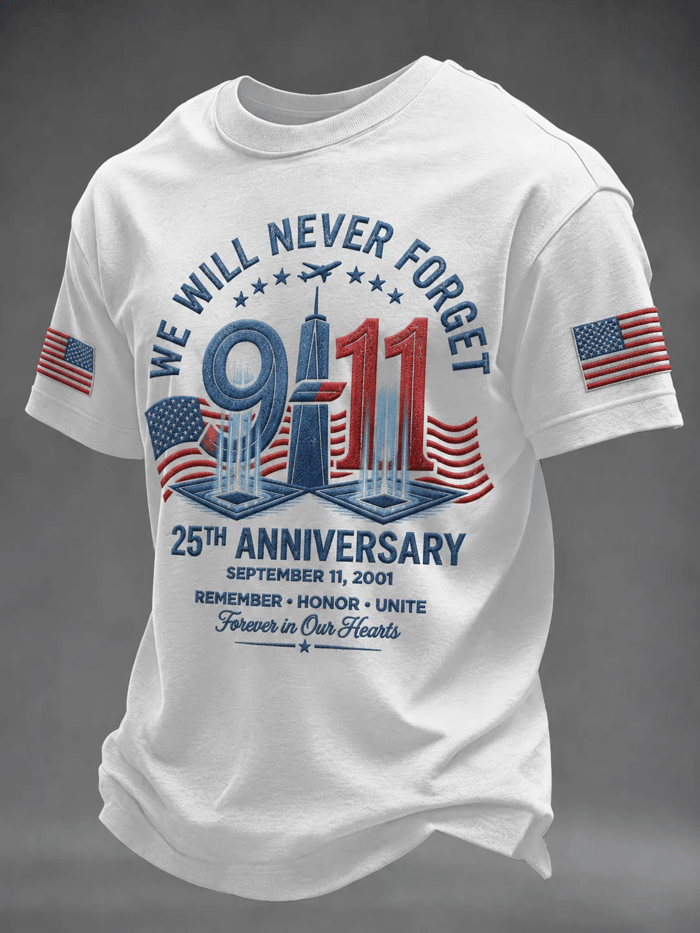We Will Never Forget 9 11 Anniversary Shirt, Memorial T-Shirt For Men, USA Flag Shirt