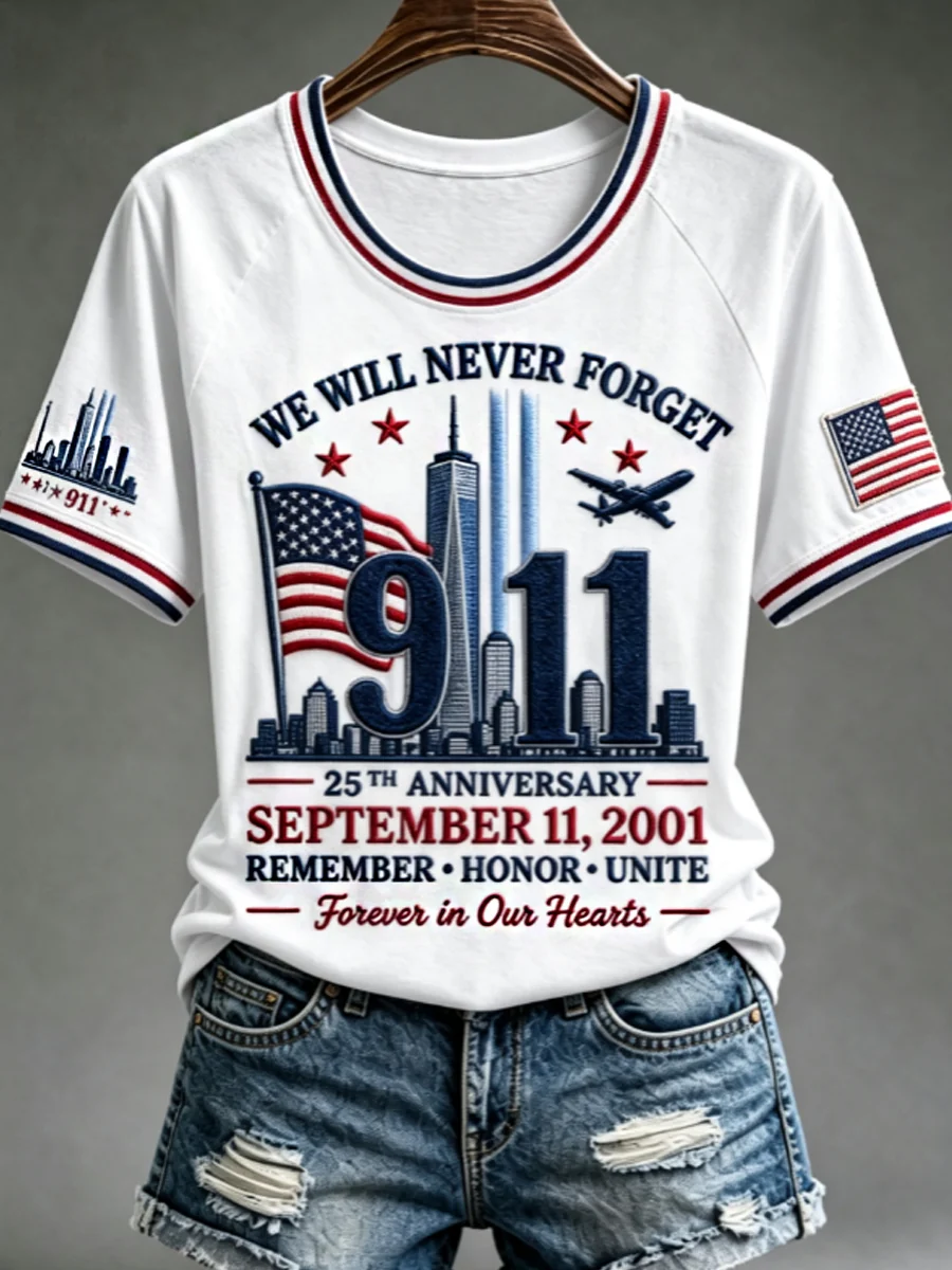 Forever In Our Hearts 911 25th Anniversary Shirt, Women's Graphic Tee, September 11 Shirt