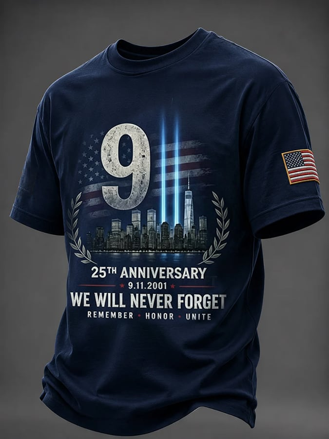 Tribute In Light 25th Anniversary Shirt, Graphic T-Shirt For Men, 9/11 Memorial Shirt