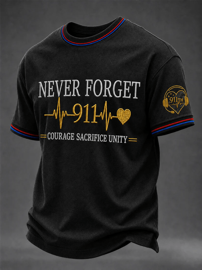 Never Forget 911 Heartbeat Shirt, Graphic T-Shirt For Men, September 11 Shirt
