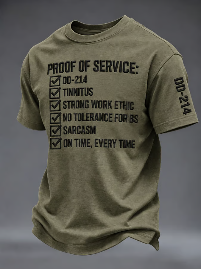 Proof Of Service DD-214 Funny Veteran T-Shirt, Veterans Day Shirt, Mens Military Tee