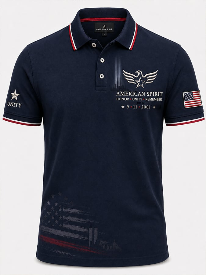 Honor Unity Remember 9 11 Memorial Polo Shirt, Polo Shirts For Men, American Flag Shirt