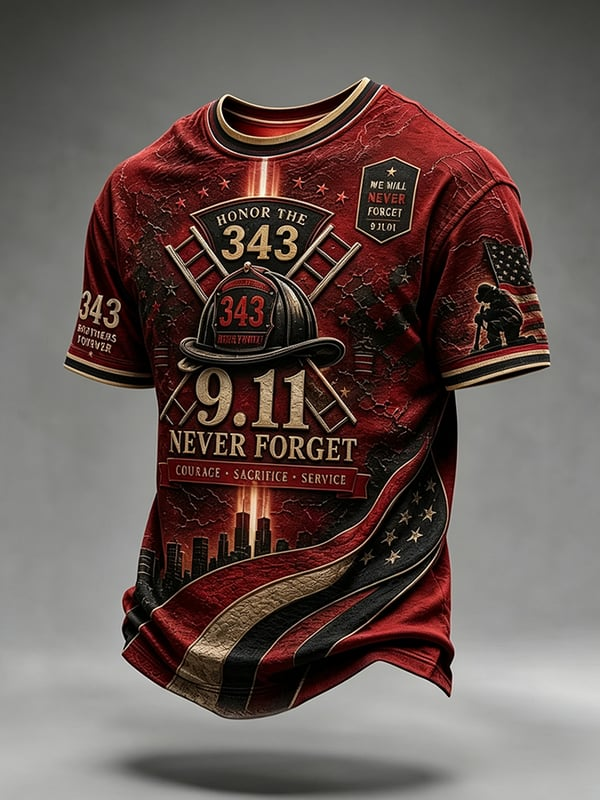 Honor The 343 Firefighters 9 11 Tribute Shirt, Graphic T-Shirt For Men, Memorial Shirt