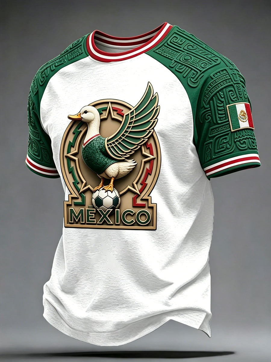 Funny Mexico Soccer Duck Raglan Shirt, Women's Soccer Shirt, Graphic Tees For Women